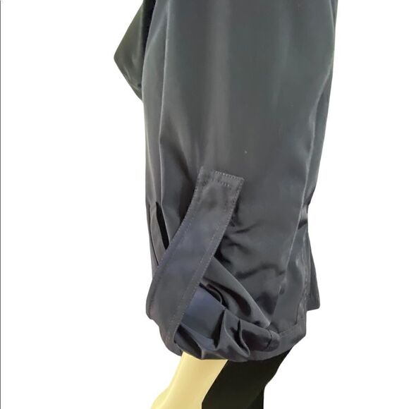 St. John Women's Cowl Neck Roll-Up Sleeve Lightweight Rain Jacket Blue Small - Picture 5 of 8